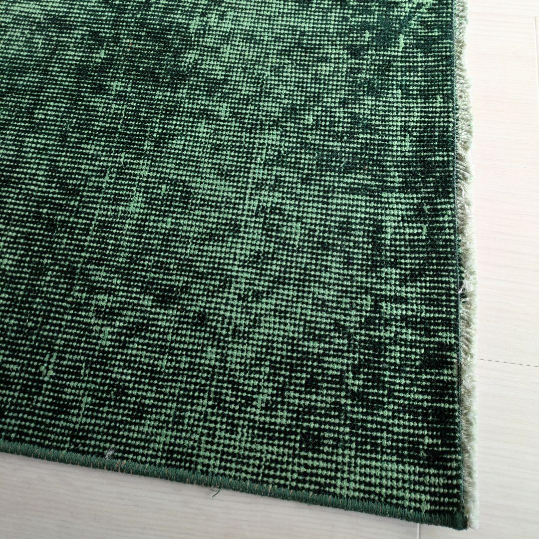 85×197 グリーンワンカラーオーバーダイ　トルコヴィンテージラグ
