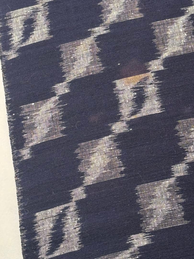 [ちびまるこ] 綿　反物　藍染　藍色　絣　紺　青　証紙付き　紬