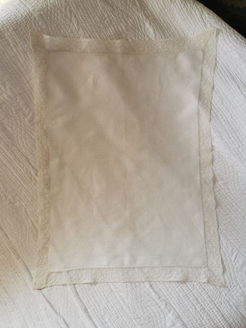 アンティークフランス ローンクロス ヴァレンシエンヌ水玉レース装飾 ランナー