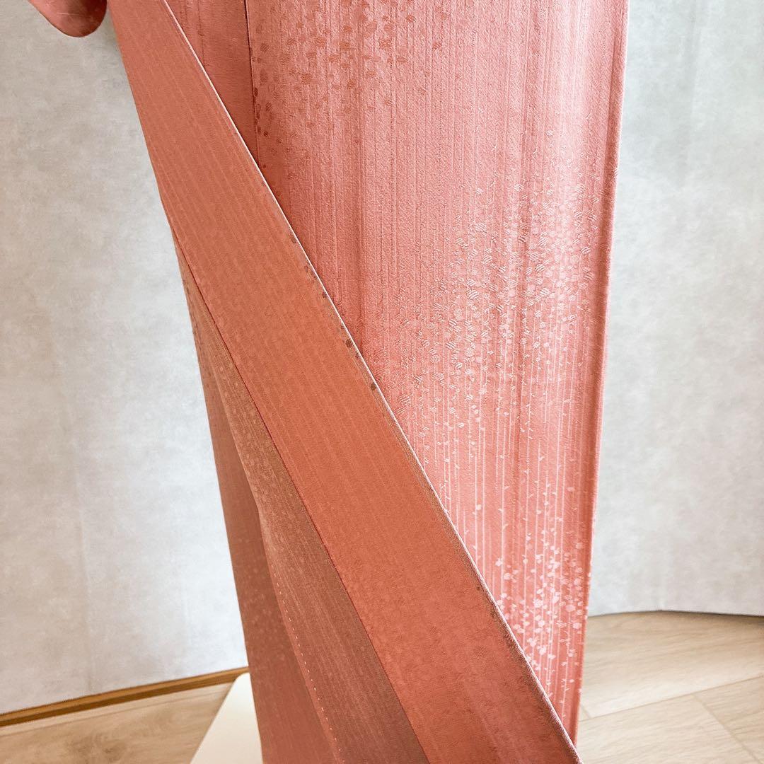 単衣　色無地フルセット　着物　正絹　しつけ糸付き　枝葉地紋　G15