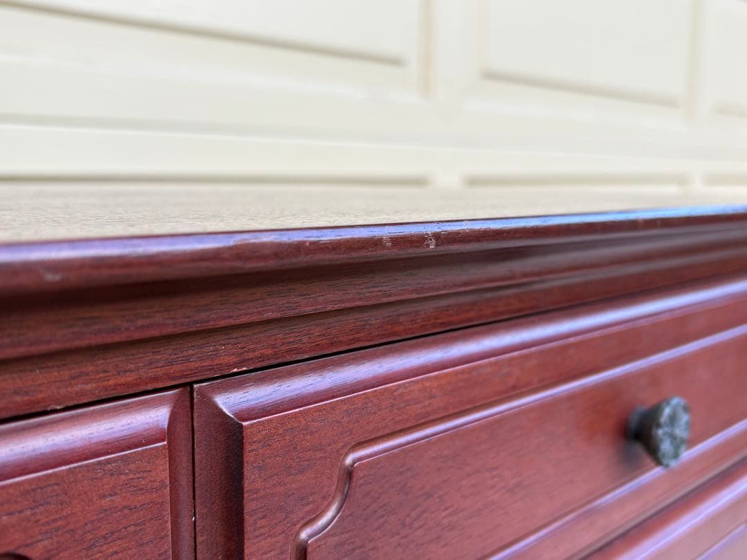 クラシック 猫脚チェスト 4段 木製 マホガニー調 引出し収納 アンティーク調