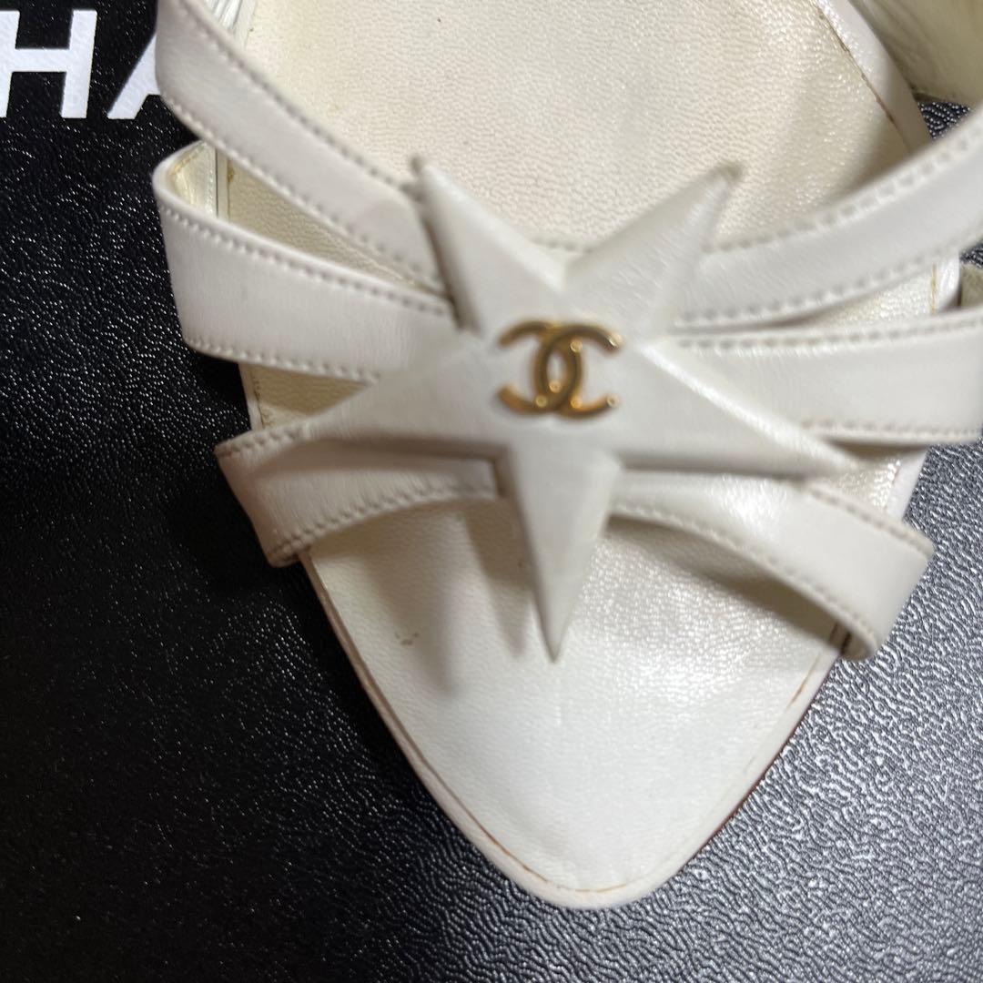 CHANEL ホワイト サンダル 中ヒール36C