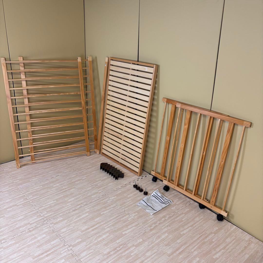 ☆除菌清掃済☆　ファルスカ　ベッドサイドベッド03　ラージ　ナチュラル　ベルト付