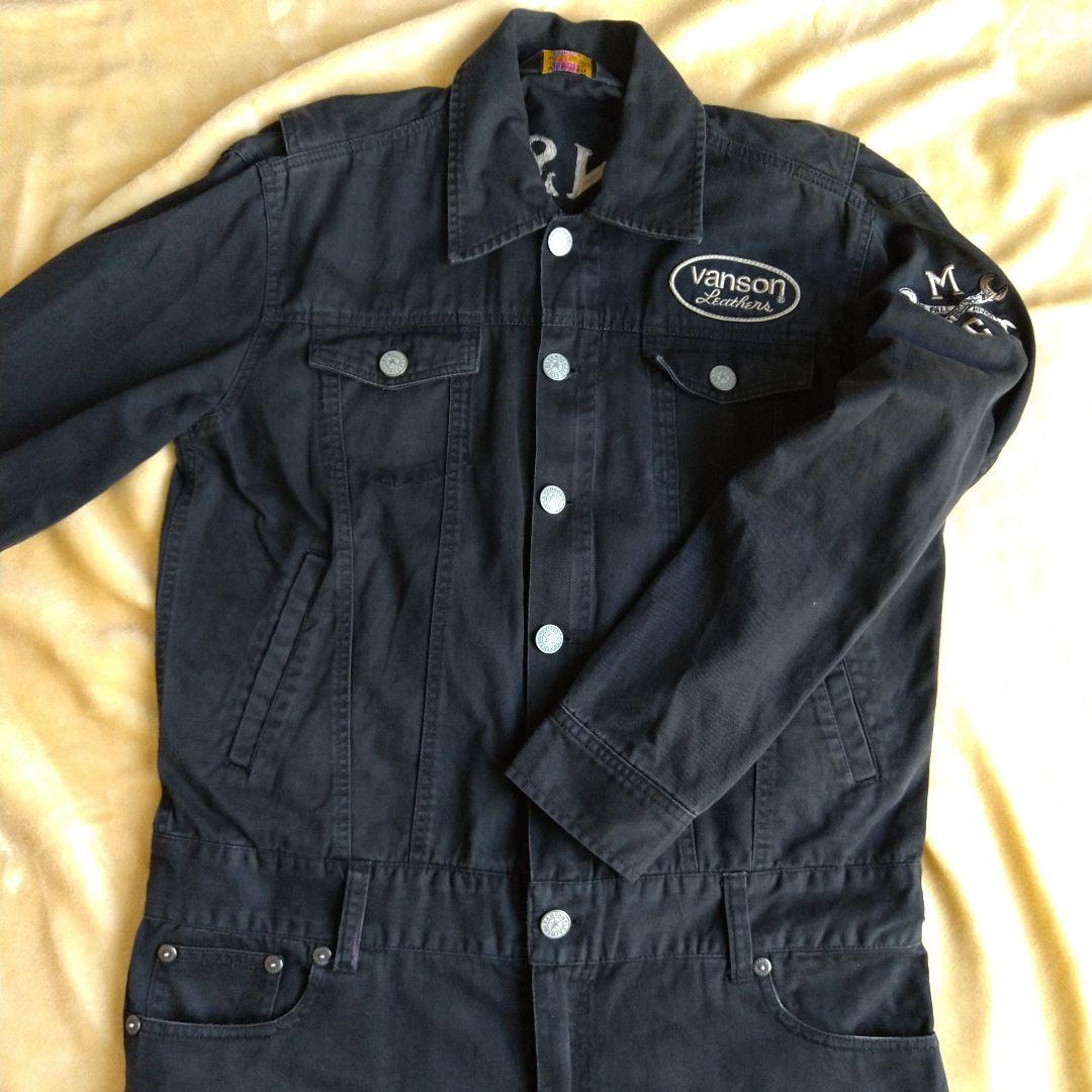 バンソン ツナギ XL 刺繍 ブラック 黒 バイカー バイク