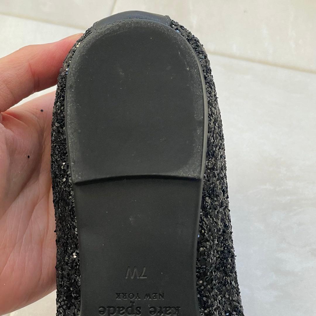 美品！ケイトスペード　グリッターパンプス　バレエシューズ　ブラック