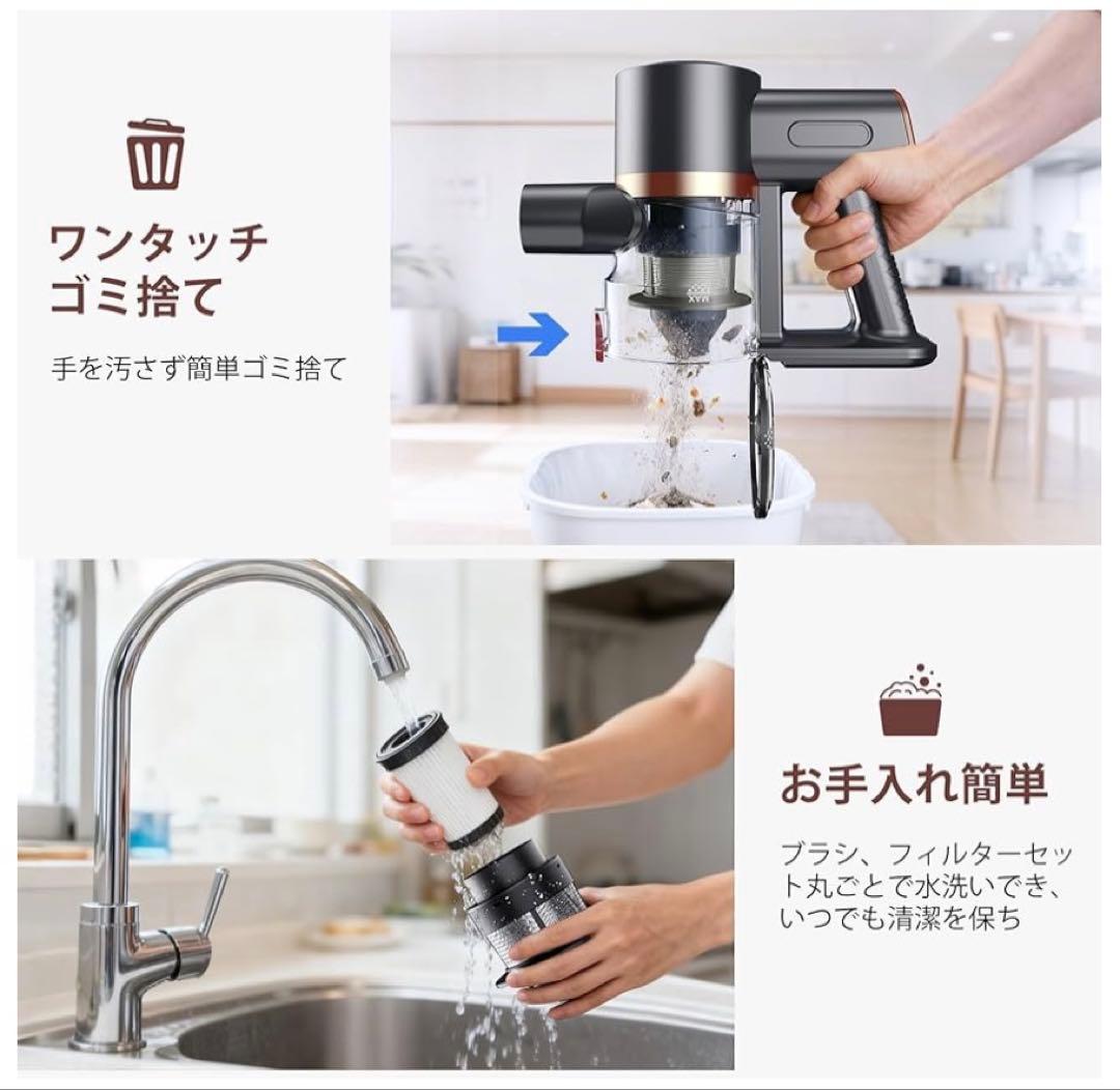 掃除機 コードレス 超強力吸引 LEDライト 置くだけ充電　最軽量 自立式