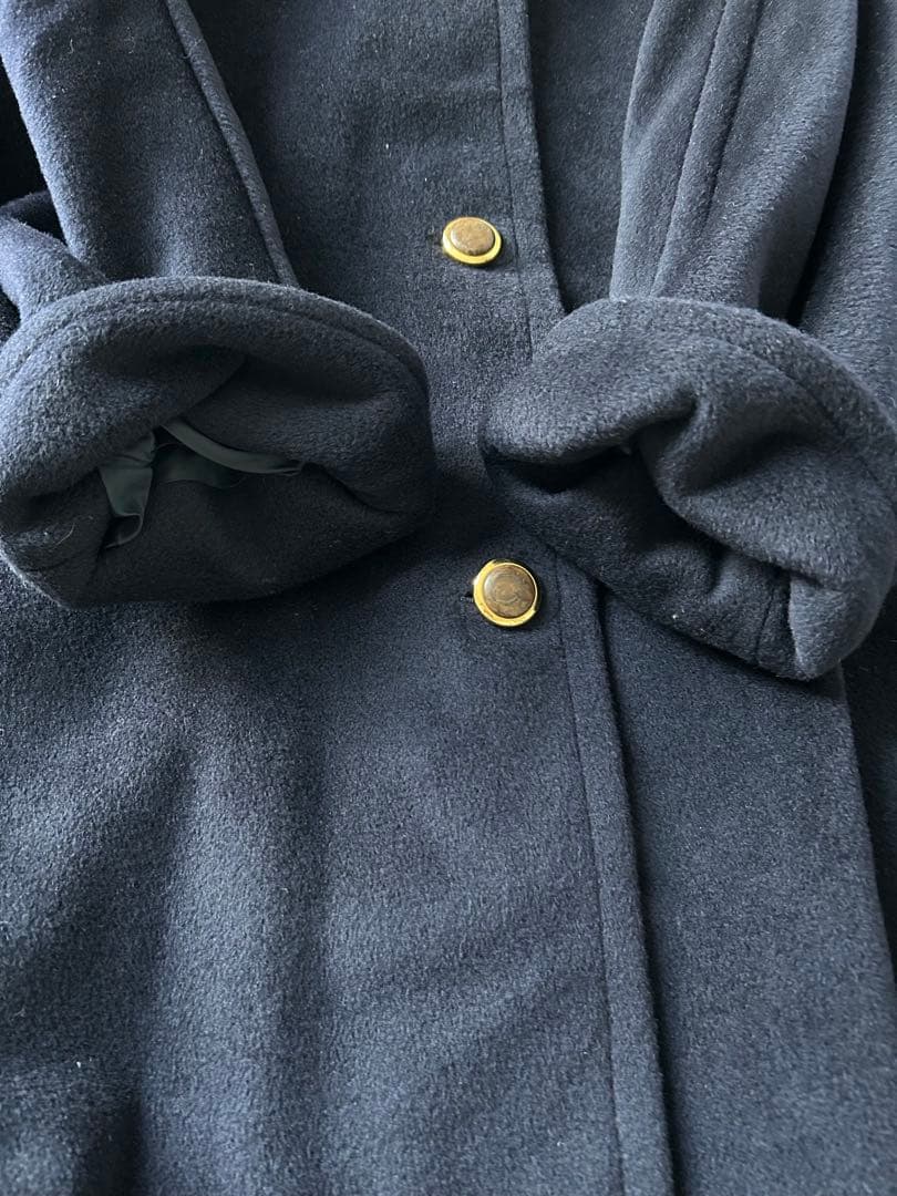 MaxMara マックスマーラ カシミヤ混 ウールコート 1枚袖 Aライン 紺色