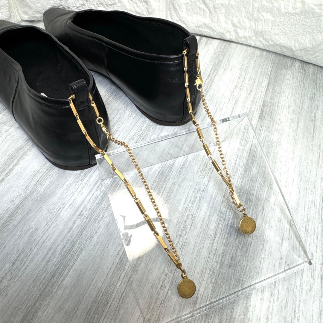 美品⭐️ステラマッカートニー チェーン レザーパンプス ブラック 37 イタリア製