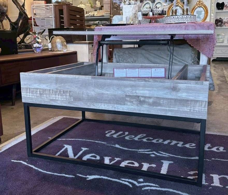 iΦ【 美品 】Ashley リフトトップ カクテルテーブル ナチュラルブラウン