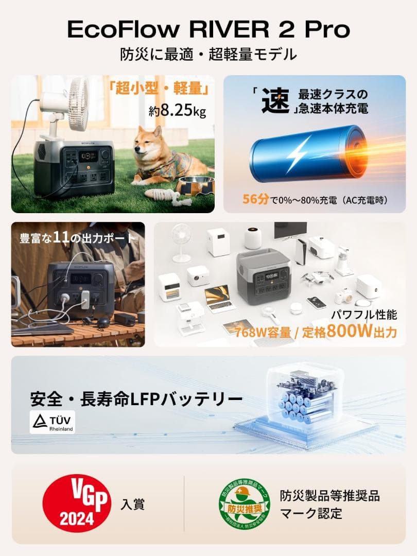 【新品】EcoFlow ポータブル電源  2 Pro