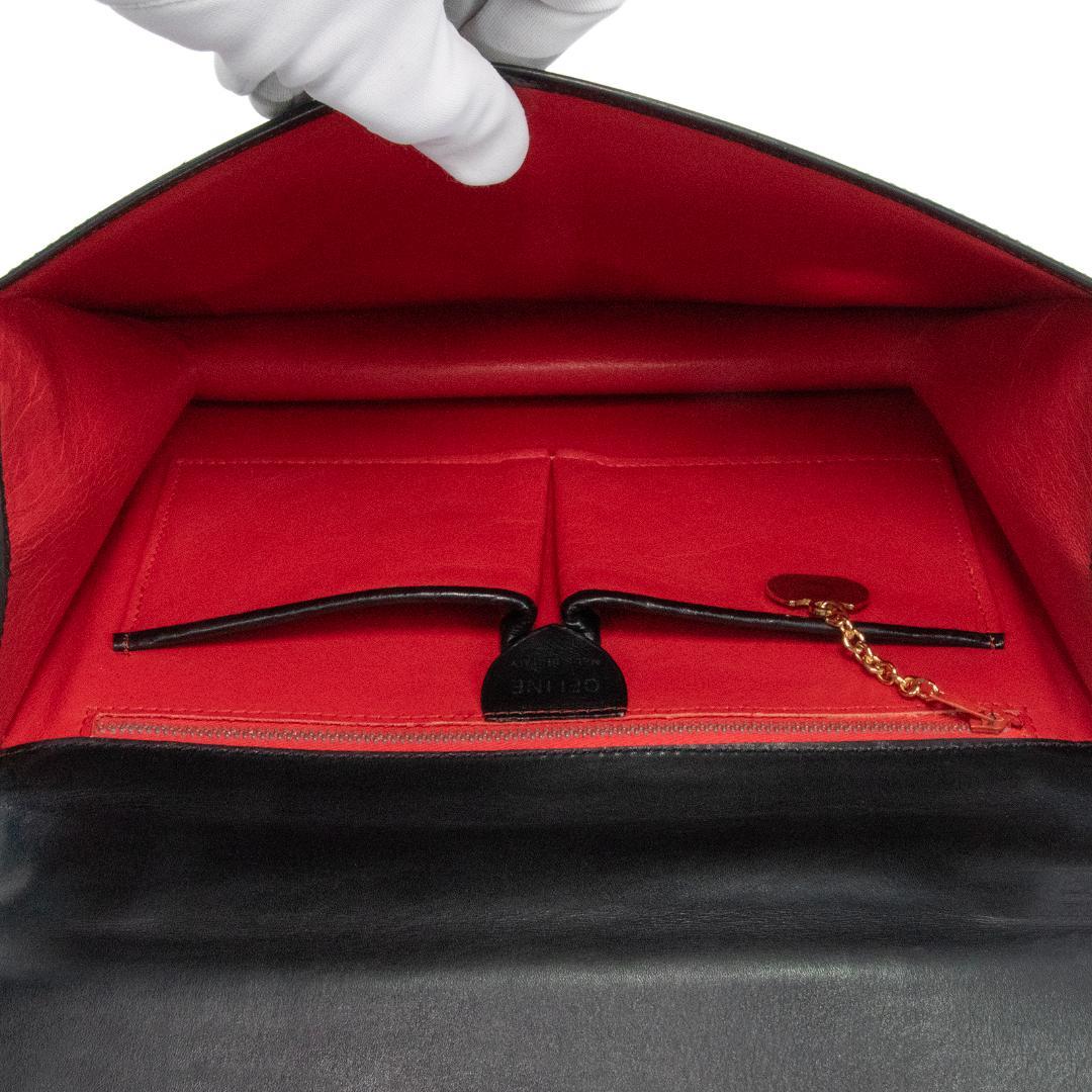 本物 セリーヌ ショルダーバッグ レディース クロコ型押し 黒 斜め掛け ロゴ