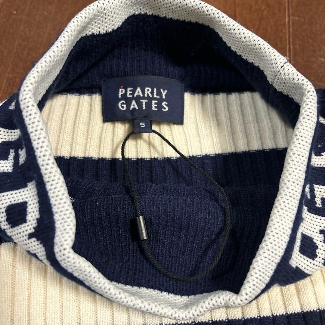 パーリーゲイツ　ウールカシミヤ　ボーダー柄ハイネックサイズ5