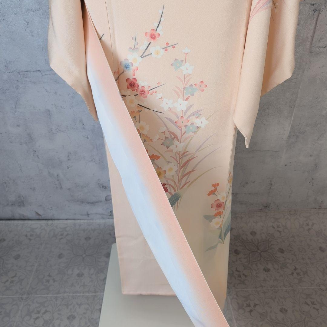 訪問着　フルセット　着物　正絹　加賀友禅　松坂屋　花梅　祝い事　O2
