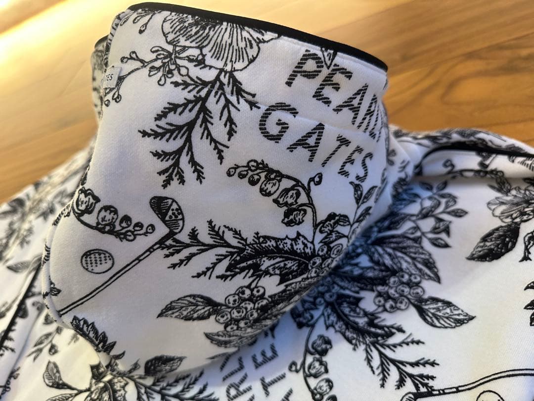 パーリーゲイツ　花柄ジップパーカー　フーディ　サイズ１　ホワイト　レディース