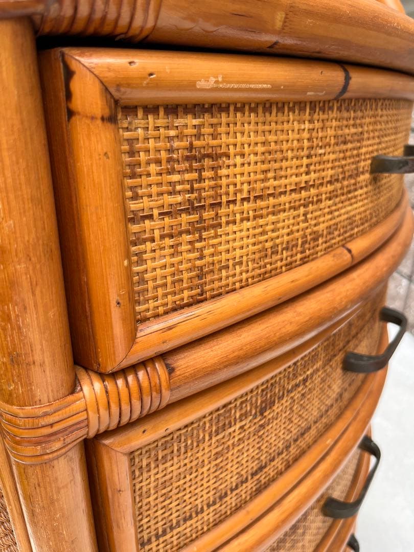 籐 ラタン ドレッサー チェスト ミラー 鏡 引き出し インテリア