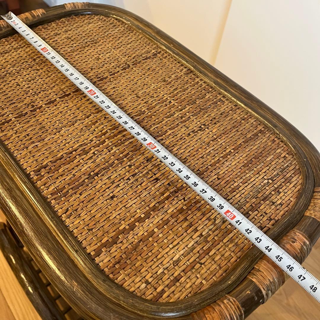 ラタン サイドテーブル マガジンラック 籐家具 レトロ アンティーク調