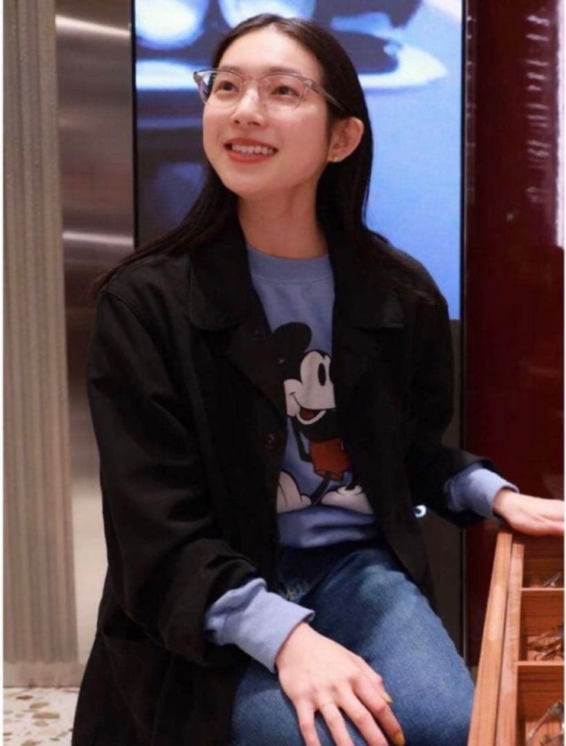 80sミッキーマウスプリント 白足 スウェット vintage 水色 短丈