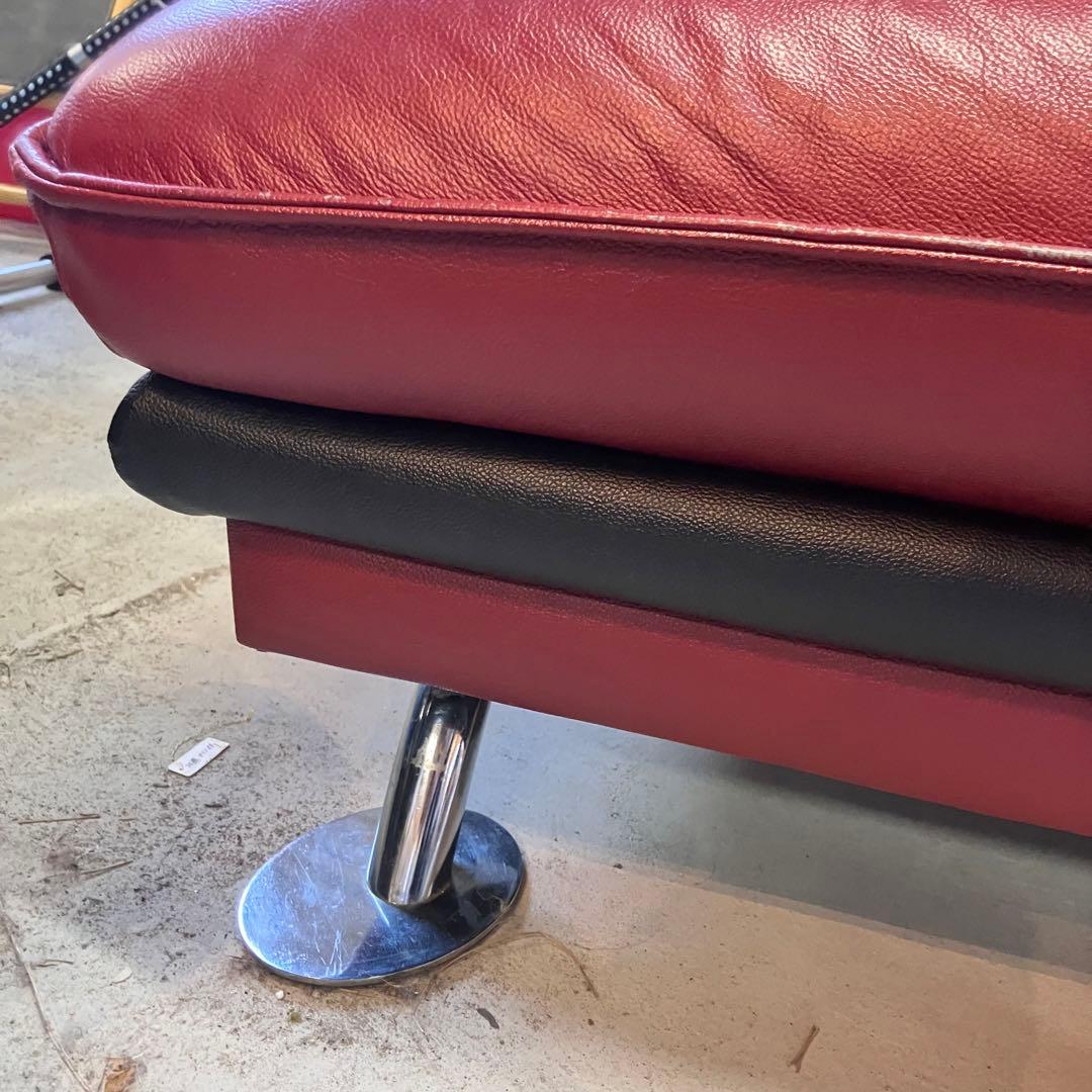 北欧レトロ レザーカウチソファー ソファーベッド アームチェア レッドビンテージ