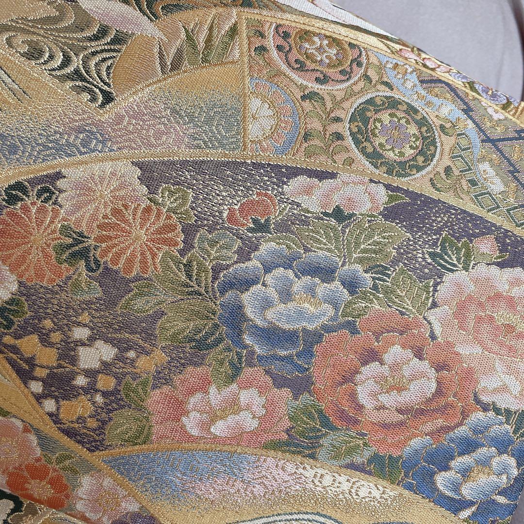 訪問着　フルセット　扇子　螺鈿加工　花々　金彩加工　入学式　卒業式　着物　Q5