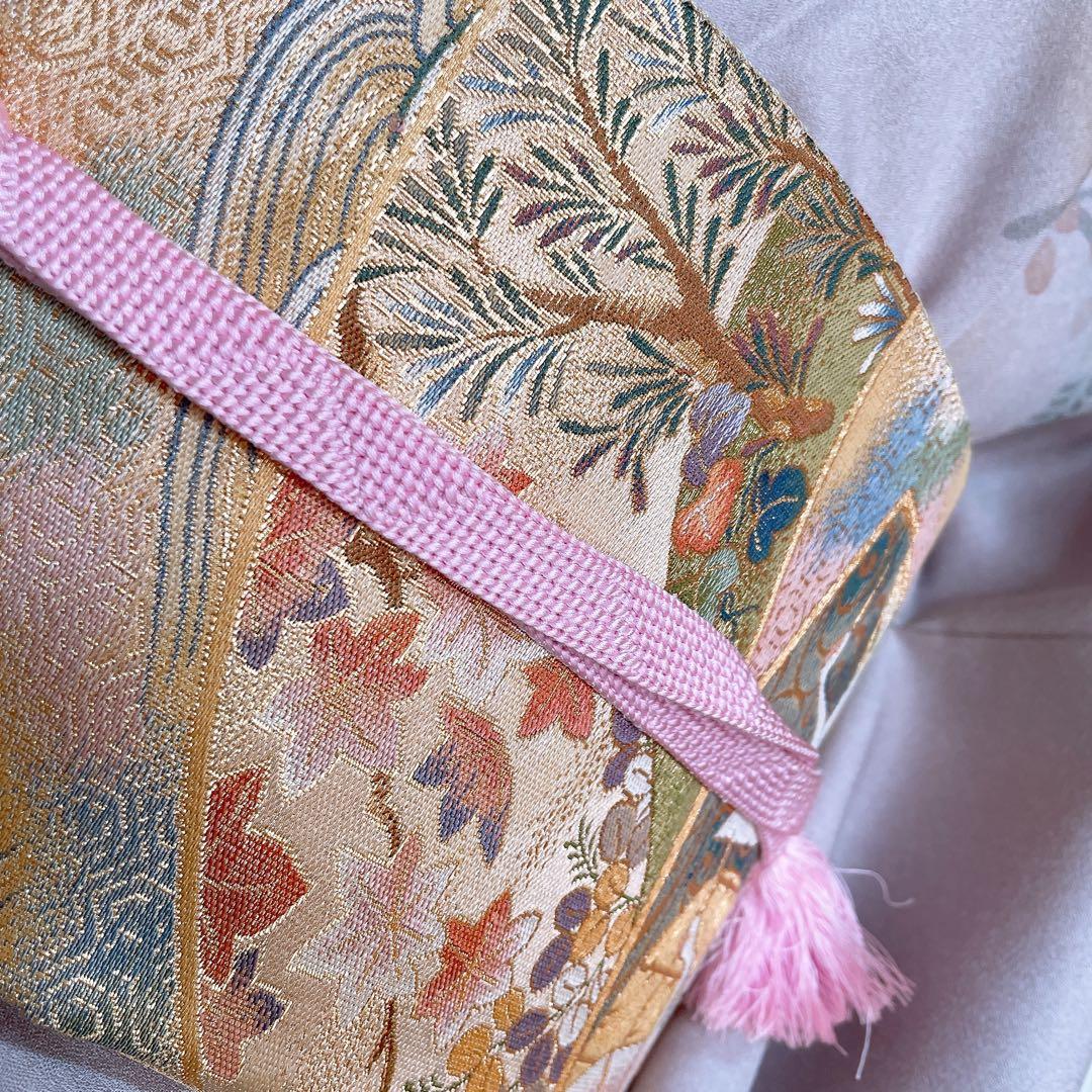 訪問着　フルセット　扇子　螺鈿加工　花々　金彩加工　入学式　卒業式　着物　Q5