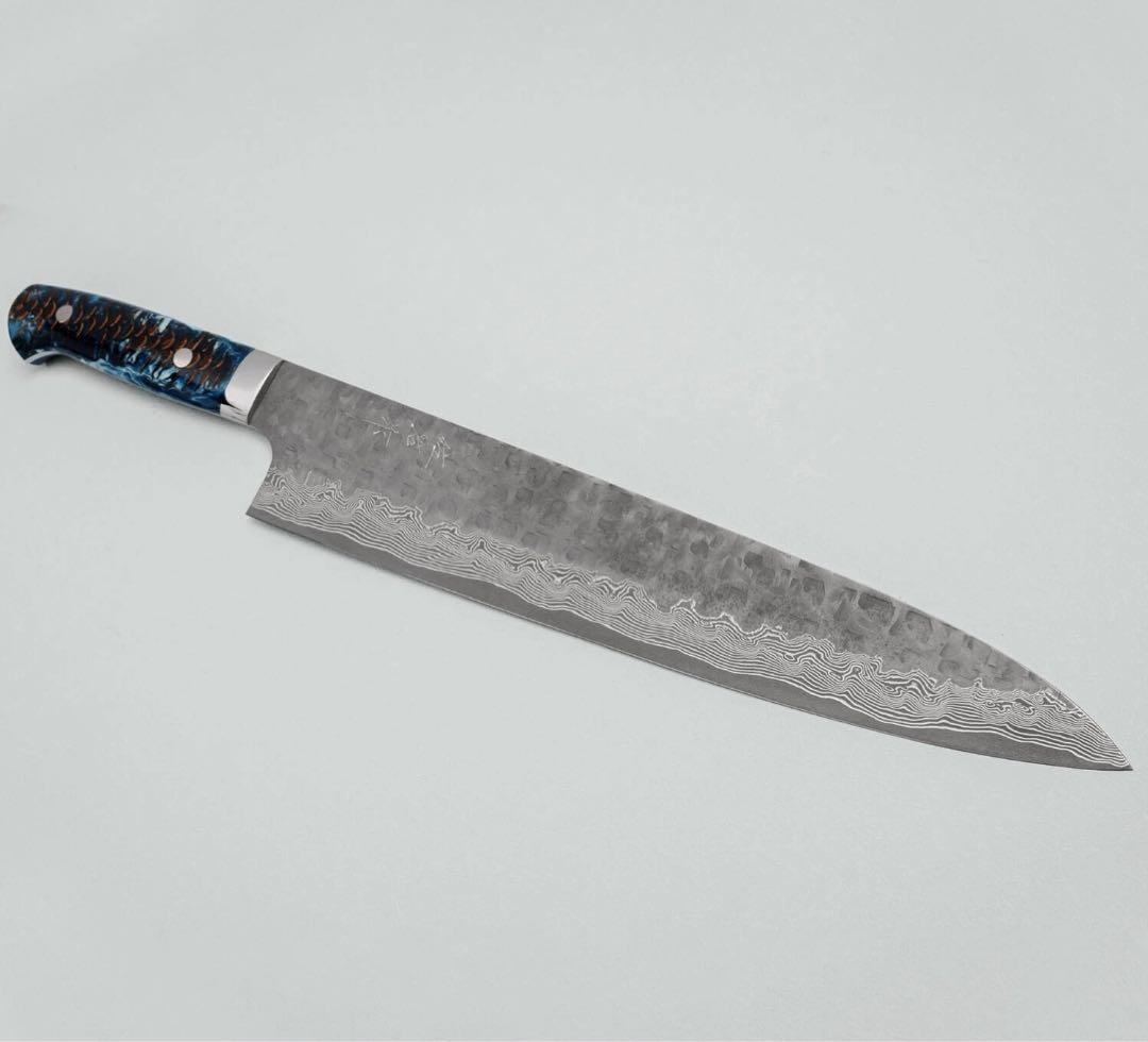佐治武士　クロス槌目　黒打ち　vg10 牛刀270mm
