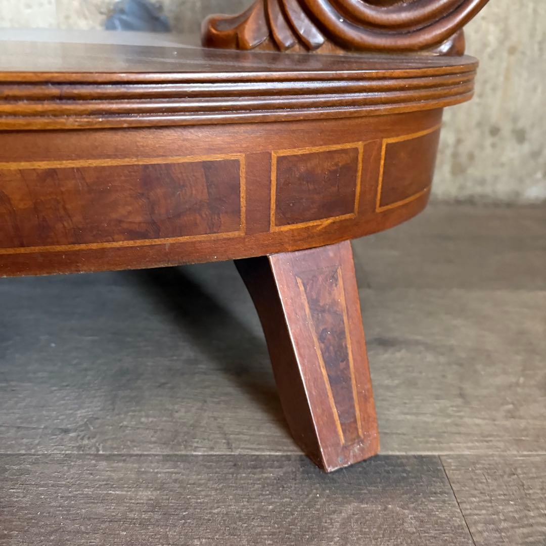 英国　白鳥モチーフ　オーバルコンソール　ウォルナット