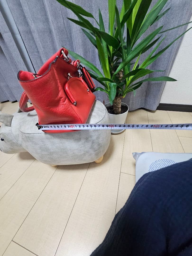 美品　COACH 赤 ハンドバッグ 高さ約23cm