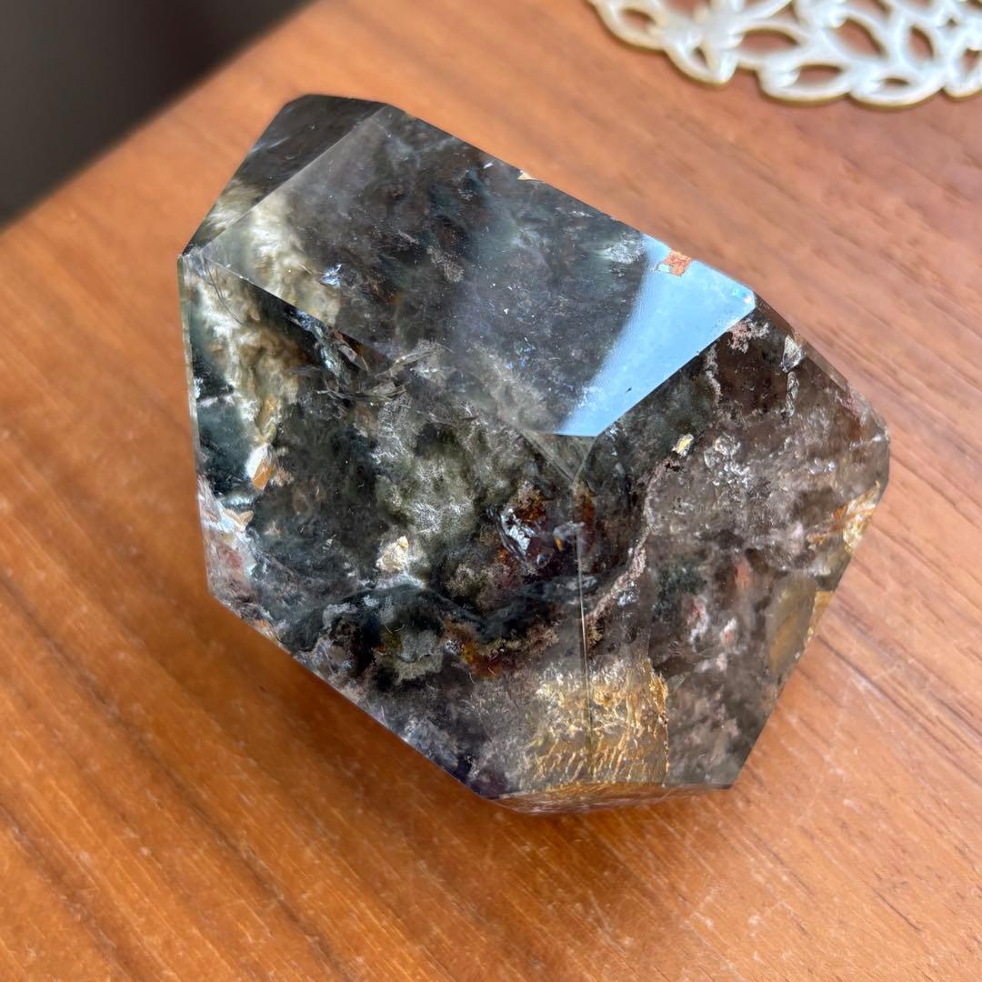 天然石 グリーン四季ガーデンクォーツ フリーフォーム置物285g