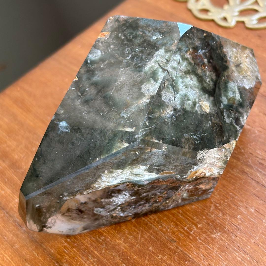 天然石 グリーン四季ガーデンクォーツ フリーフォーム置物285g