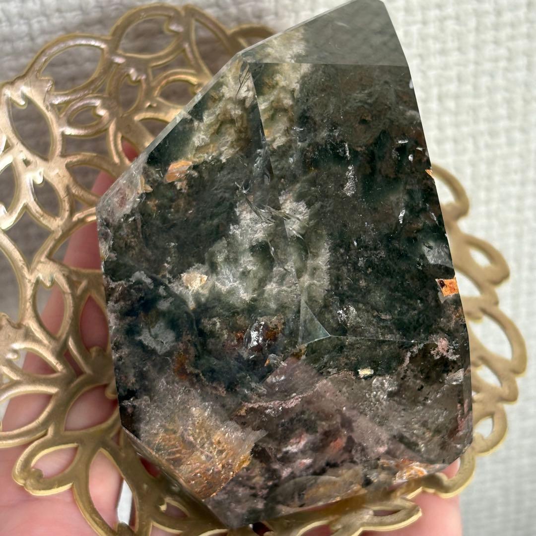 天然石 グリーン四季ガーデンクォーツ フリーフォーム置物285g