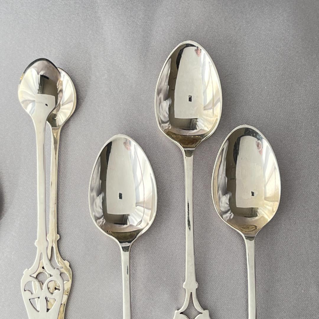 【英国】 透かしのティースプーン / シュガートング 6名用 ケース