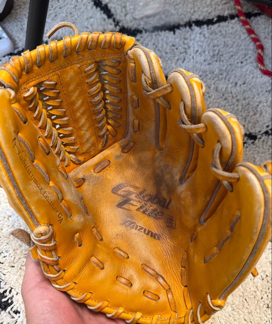 イエロー レザー 硬式グローブ