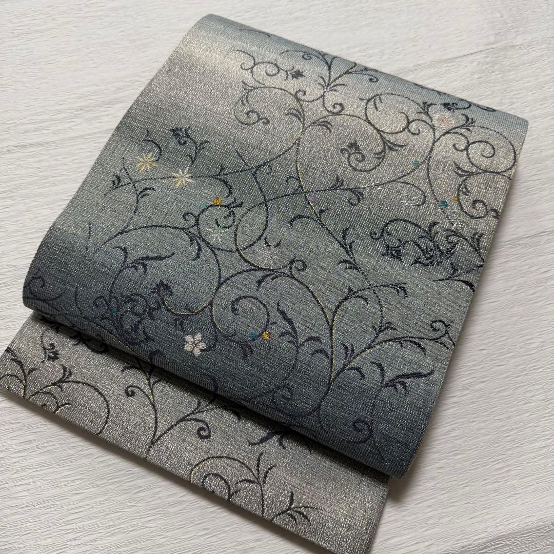 m-9 3way 葵小袖文様 華唐草 月 全通 袋帯 正絹 未使用極美品