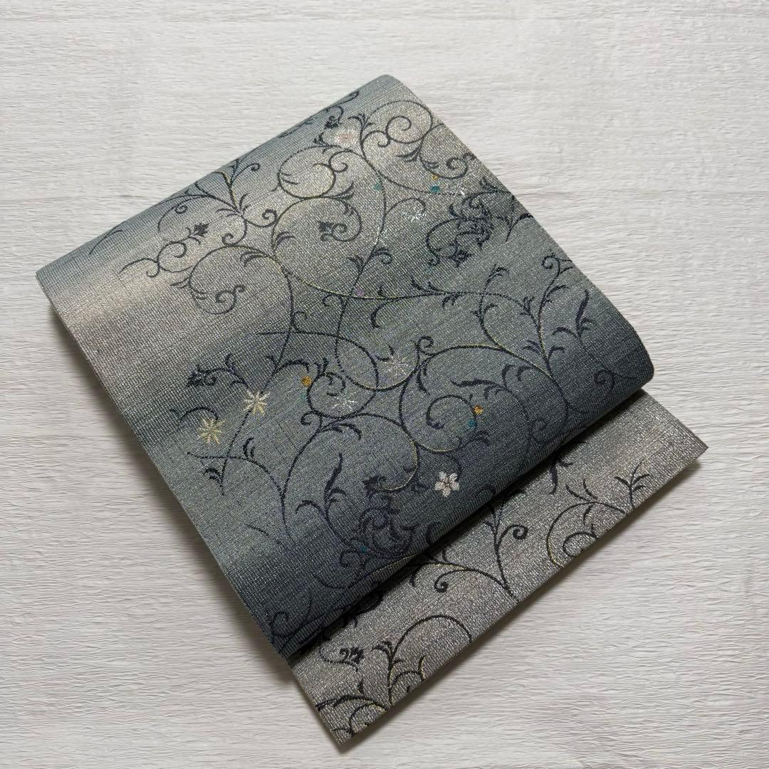 m-9 3way 葵小袖文様 華唐草 月 全通 袋帯 正絹 未使用極美品