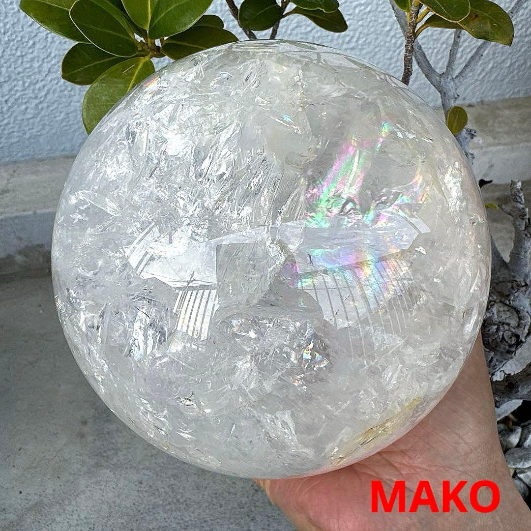 M1597☆水晶丸玉138mm 3.4Kg☆天然石　原石