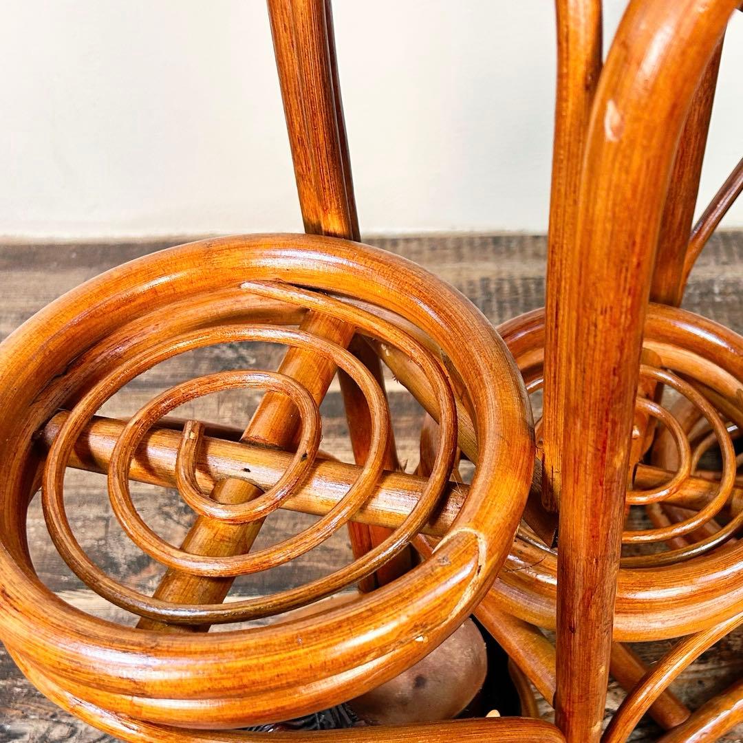 1970年代ラタン 籐 プランタースタンド 花台 6段 昭和レトロ