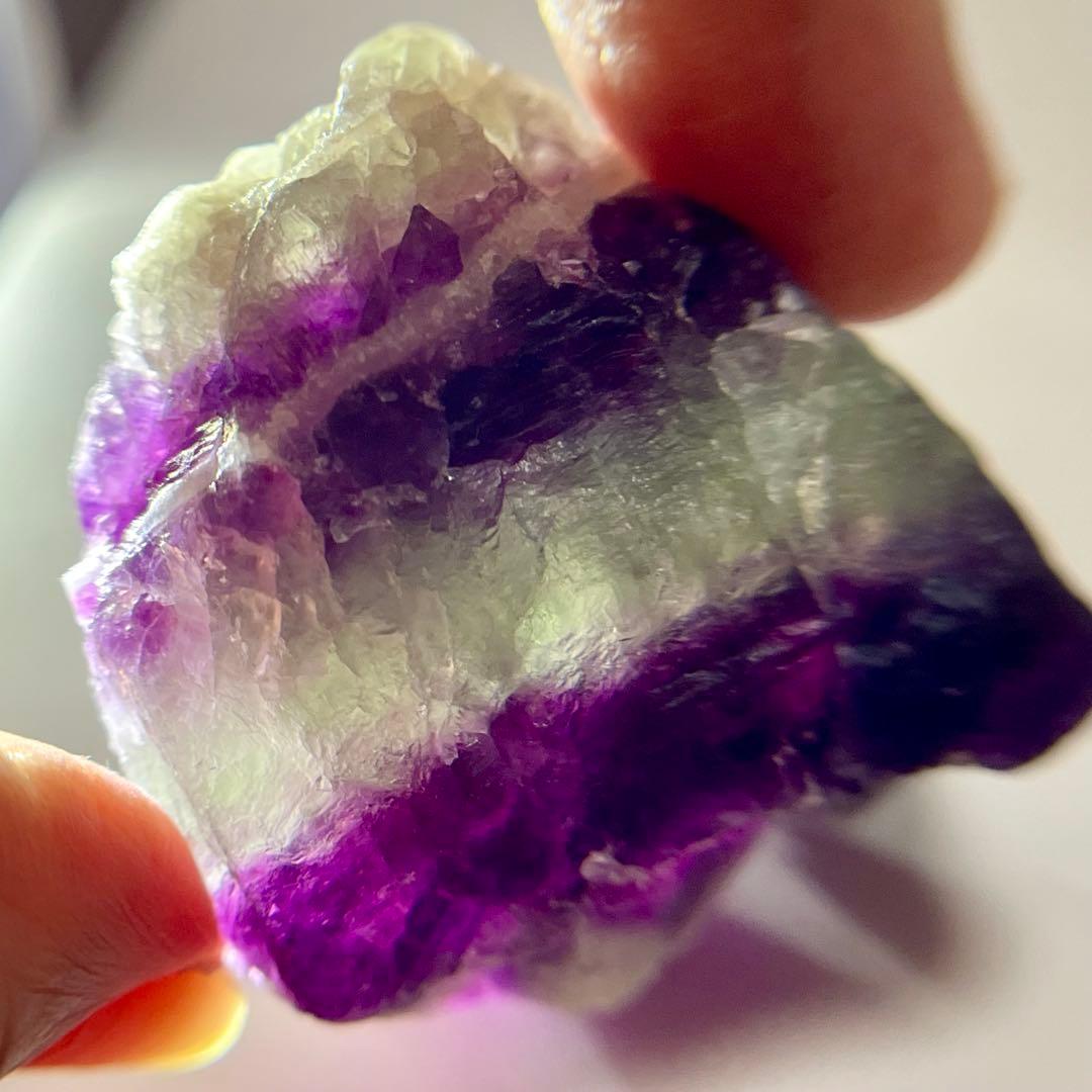 バイカラー シュガー 虹 フローライト 310.35ct 原石 ゾーニング 鉱物