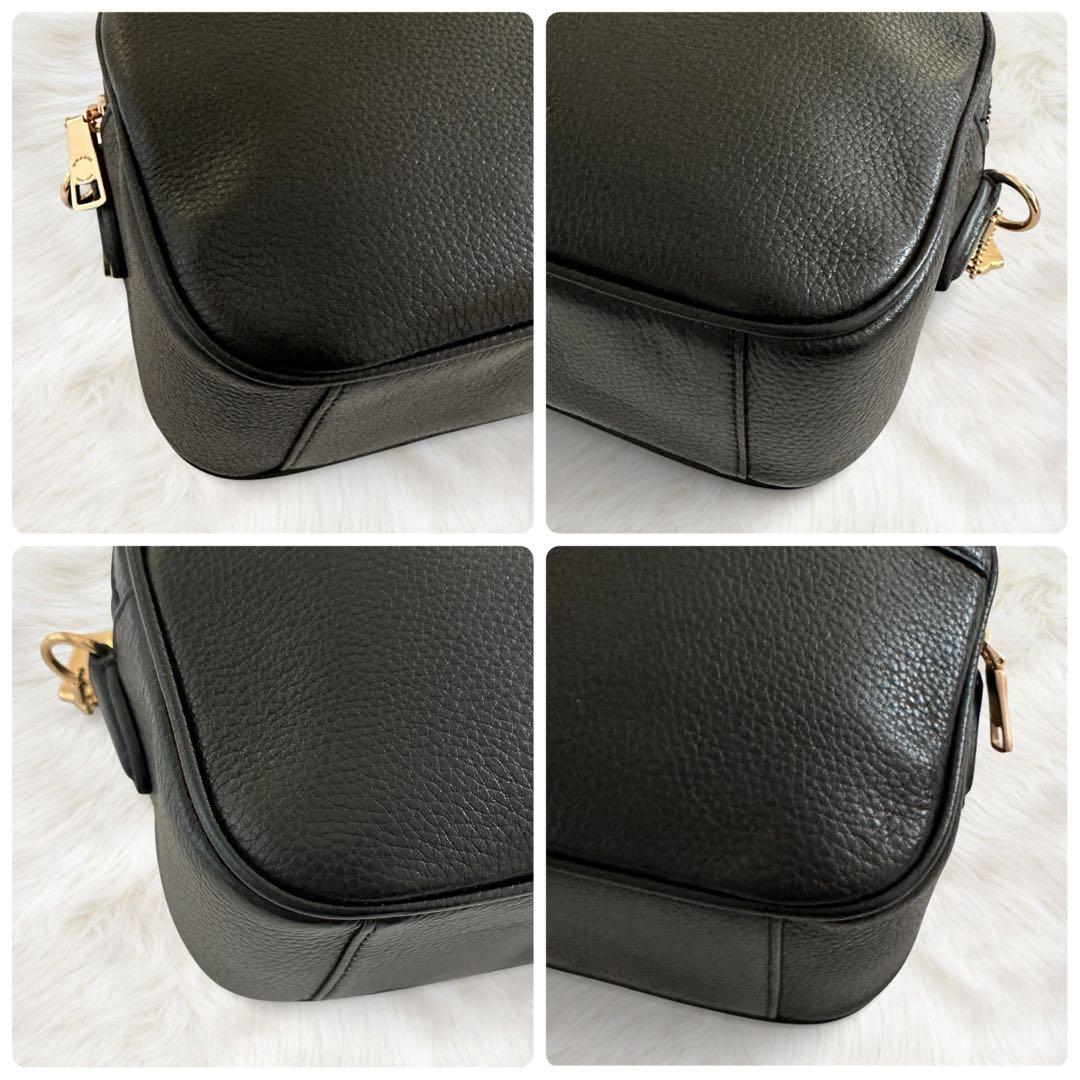 美品 コーチ ジェス カメラバッグ 2way ダブルジップ シボ革 ブラック