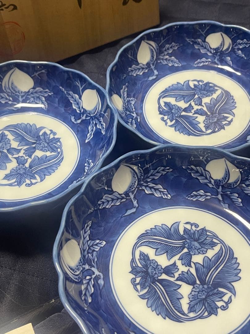 源右衛門窯　染濃桃絵　鉢　5枚セット未使用