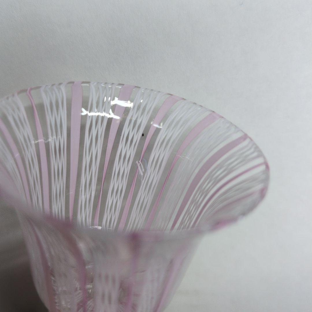 ムラーノガラス 金彩 レースガラス 花形ステム ミニグラス 酒器