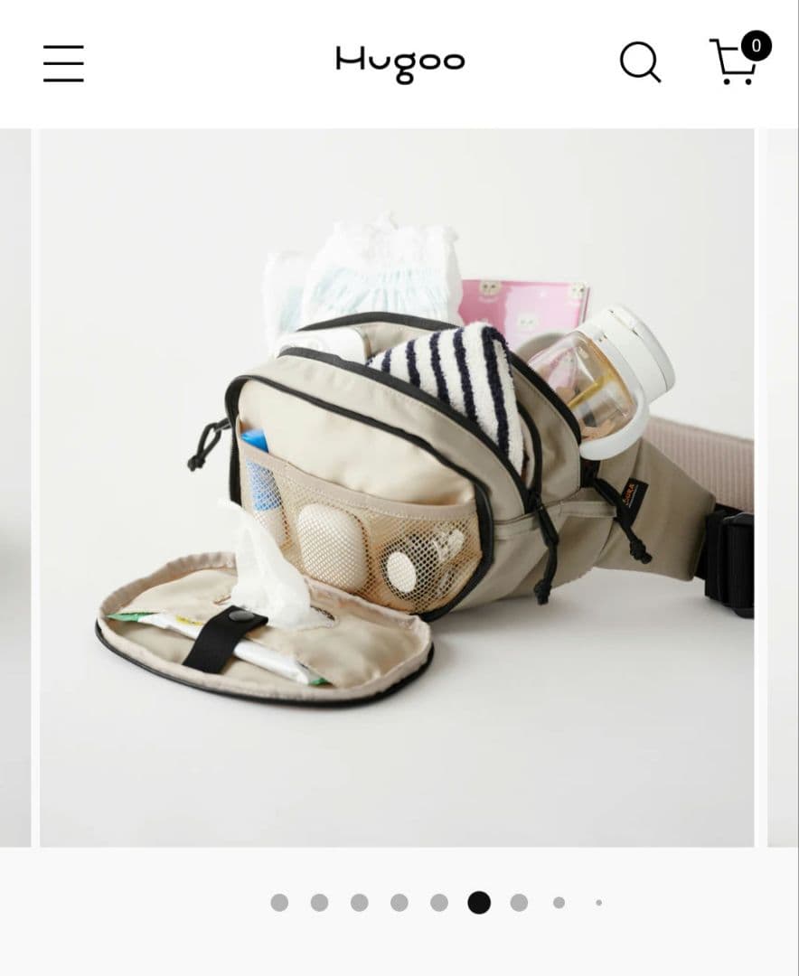 hugoo ベージュ ヒップシート 多ポケット ショルダーバッグ