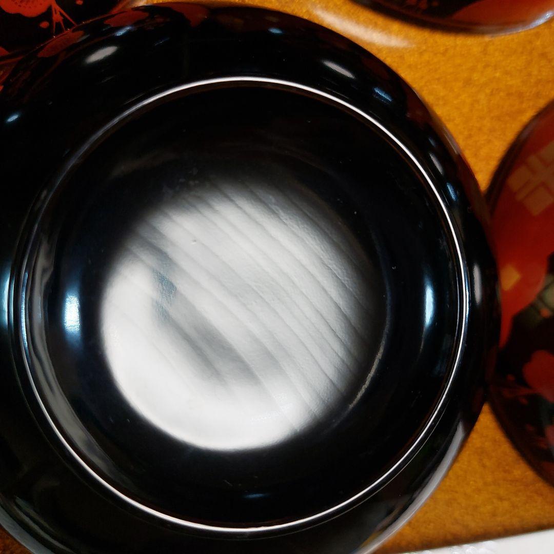 輪島塗正法寺梅椀くり貫き大型五客