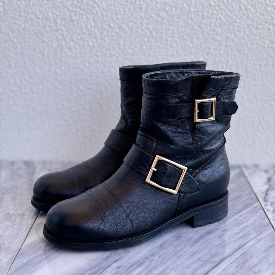 JIMMY CHOO ジミーチュウ　エンジニアブーツ ショートブーツ　黒　36