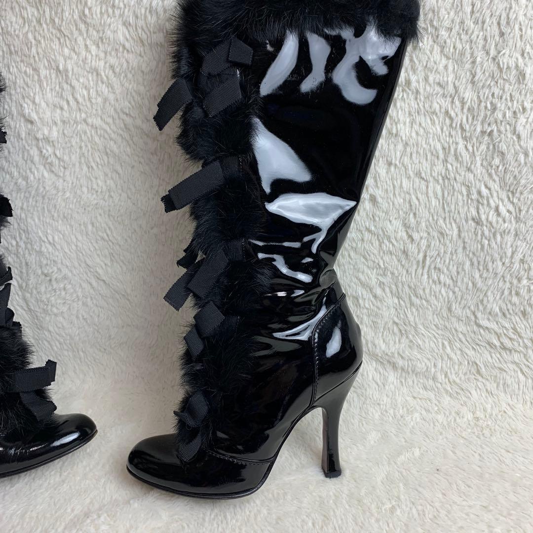 【定価30万】《超レア商品》ルイヴィトンリボンファーエナメルブーツ