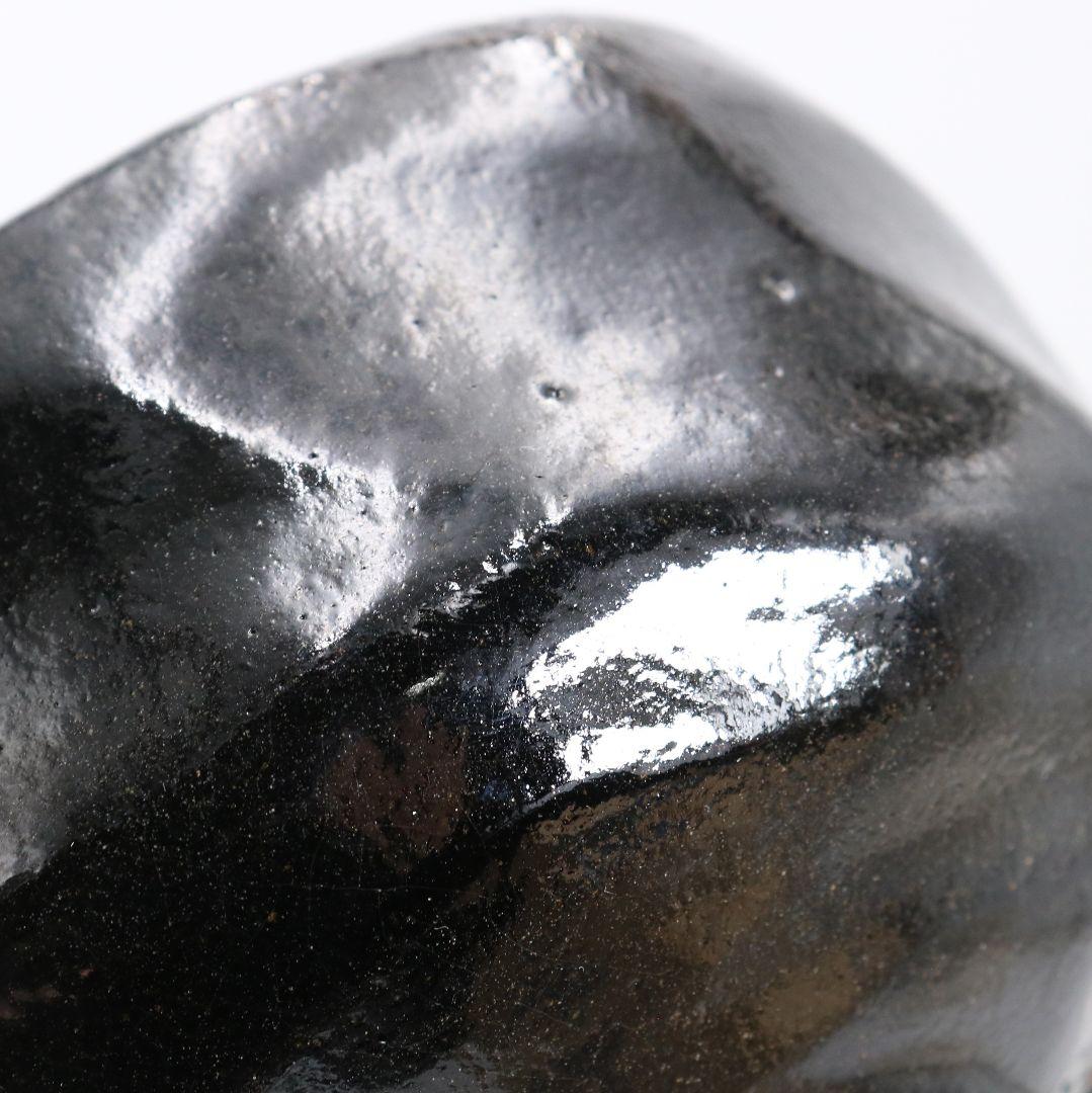 佐々木松楽作 黒楽茶碗 前大徳寺 大橋香林書付 茶道具 共箱　C894　N9