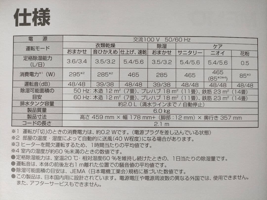 ●美品・箱説保証書付Panasonic衣類乾燥除湿機F-YZUX60-Nナノイー
