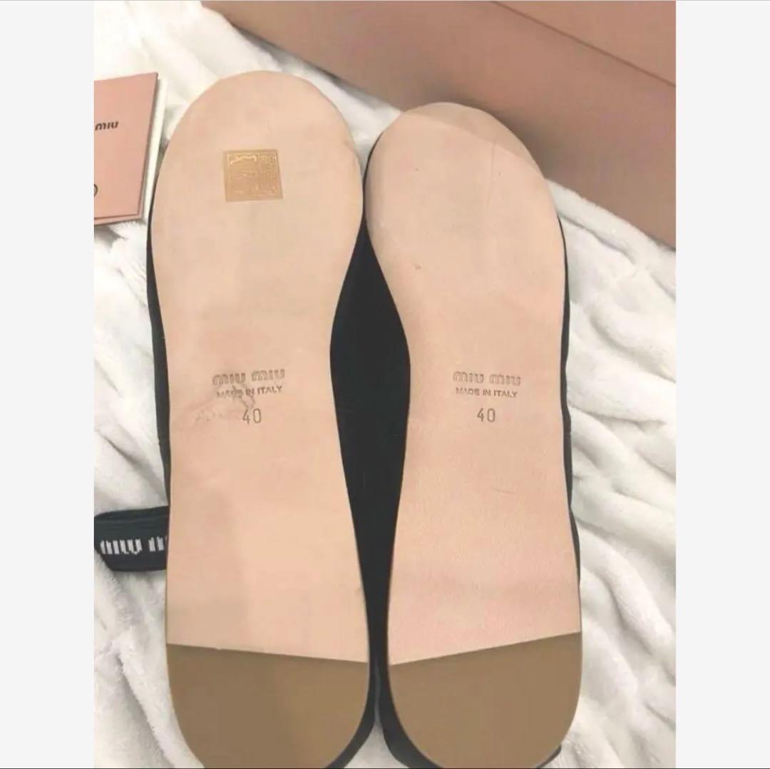 【美品】ミュウミュウ バレエシューズ サテンバレリーナ サイズ40 黒