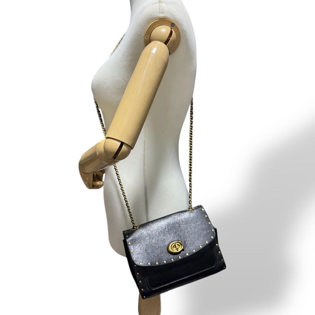 極美品✨️コーチ 2way ショルダーバッグ パーカー18 ターンロック 黒