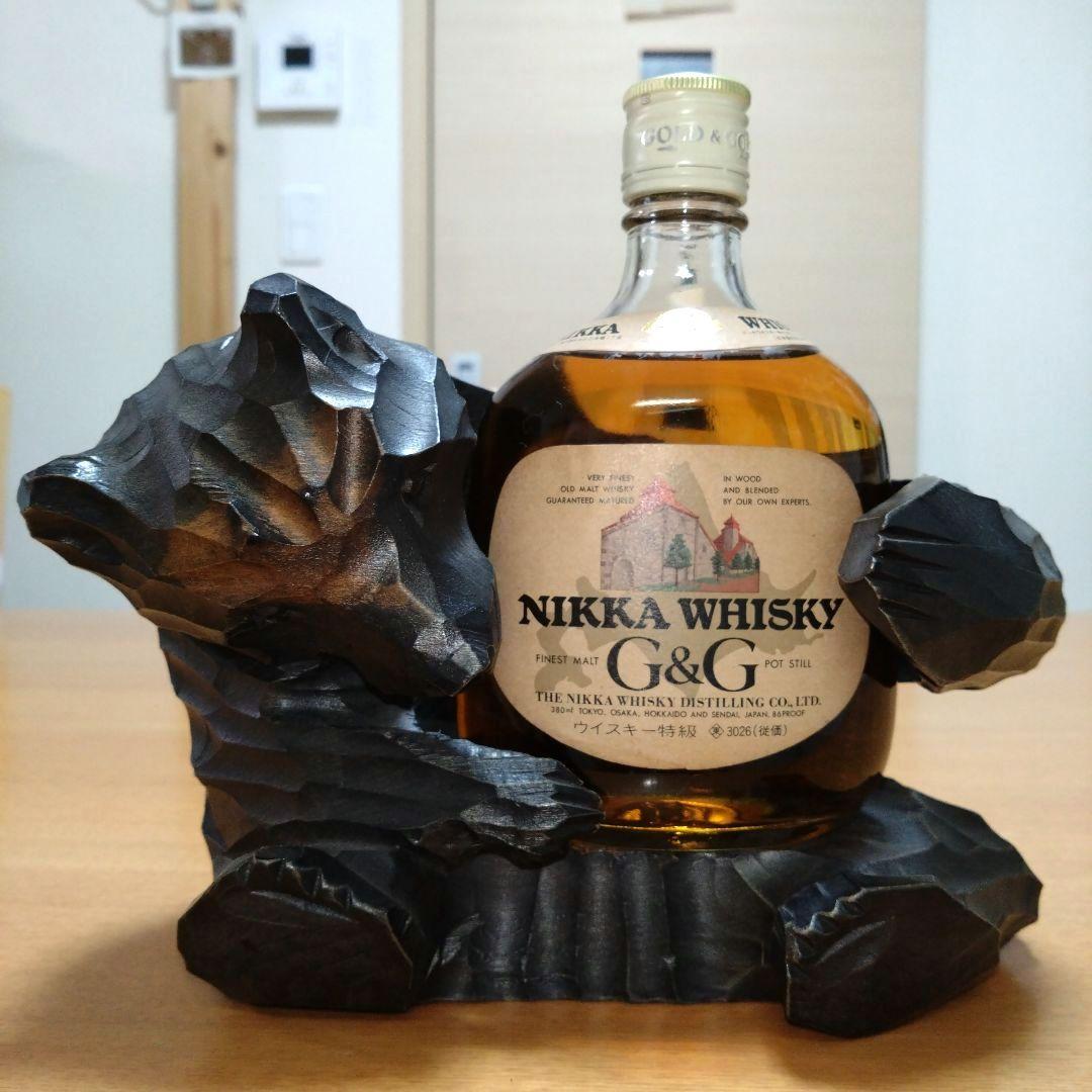 【昭和レトロ】◆ニッカウヰスキー◆G＆G 北海道限定ボトル◆木彫り熊◆380ml