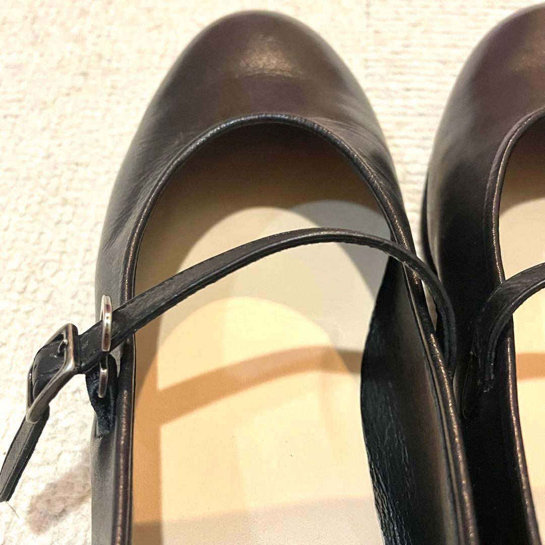 マーガレットハウエル ストラップ フラットシューズ メリージェーン 黒 23.5